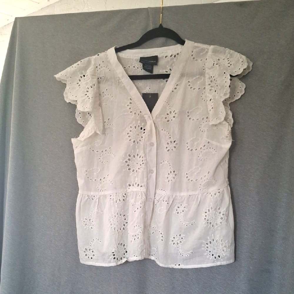 White Eyelet Lace Women Top